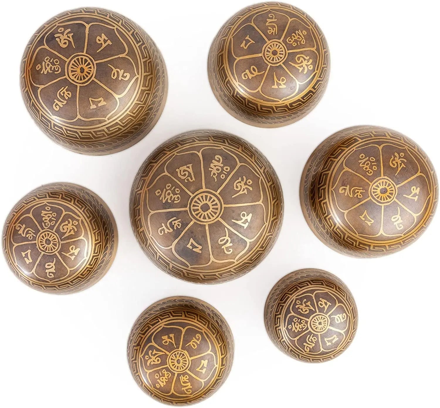 Bronze Tibetan Singing Bowl Set of 7 with Carry Box for Meditation & Mindfulness