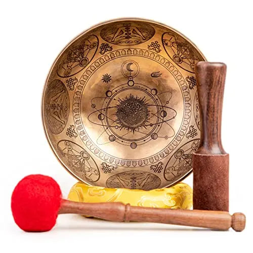 Master Healing Tibetan Singing Bowl Set for Chakra Meditation & Sound Bath - 9-Inch"