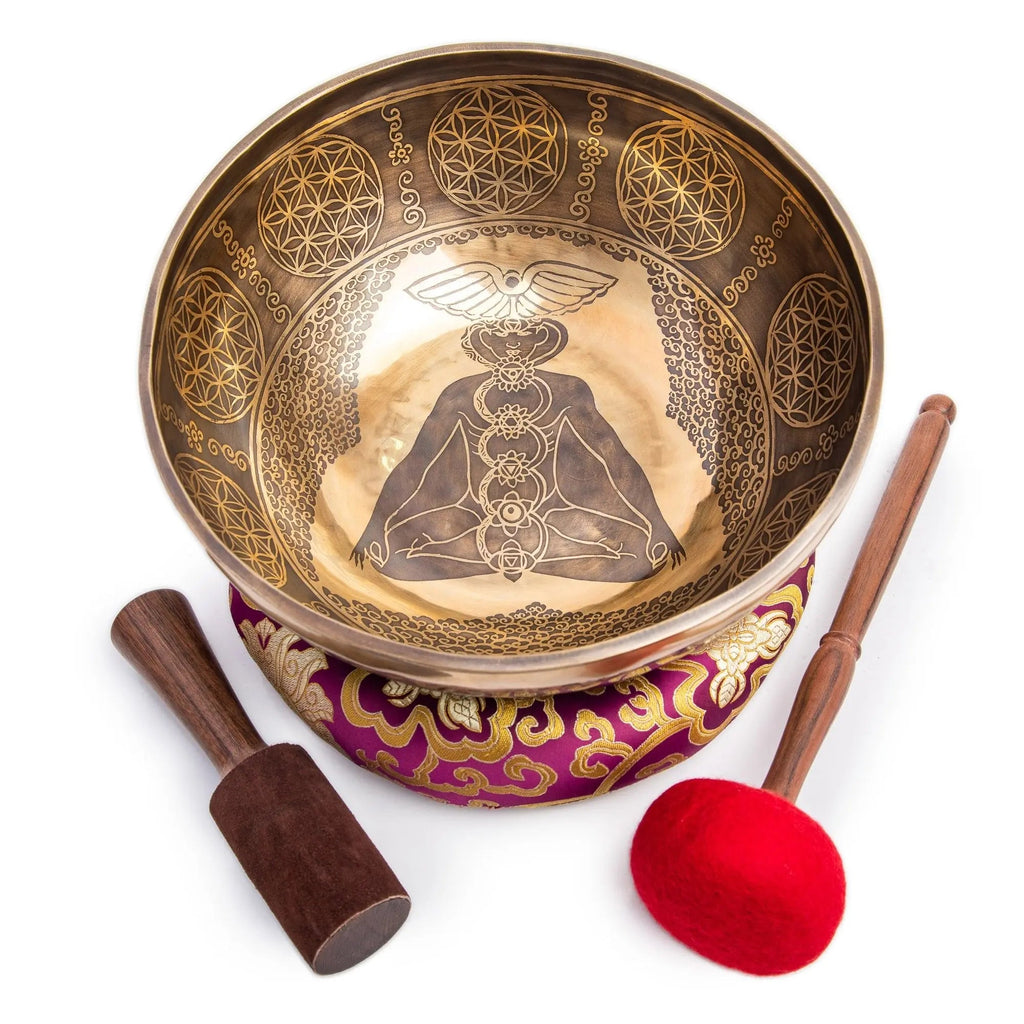 12-Inch Handmade Tibetan Singing Bowl Set – Kundalini Healing, Yoga & Sound Bath
