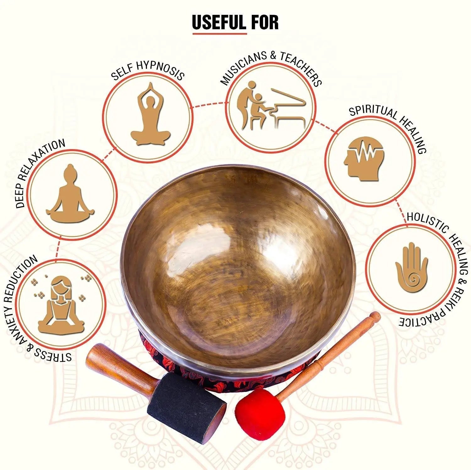 9-Inch Tibetan Antique Singing Bowl Set