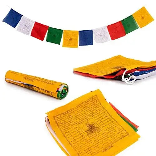 Mixed Deity Tibetan Prayer Flags - Handmade 7.4'' x 7.4'' Windhorse Outdoor Decoration [10 Flags]