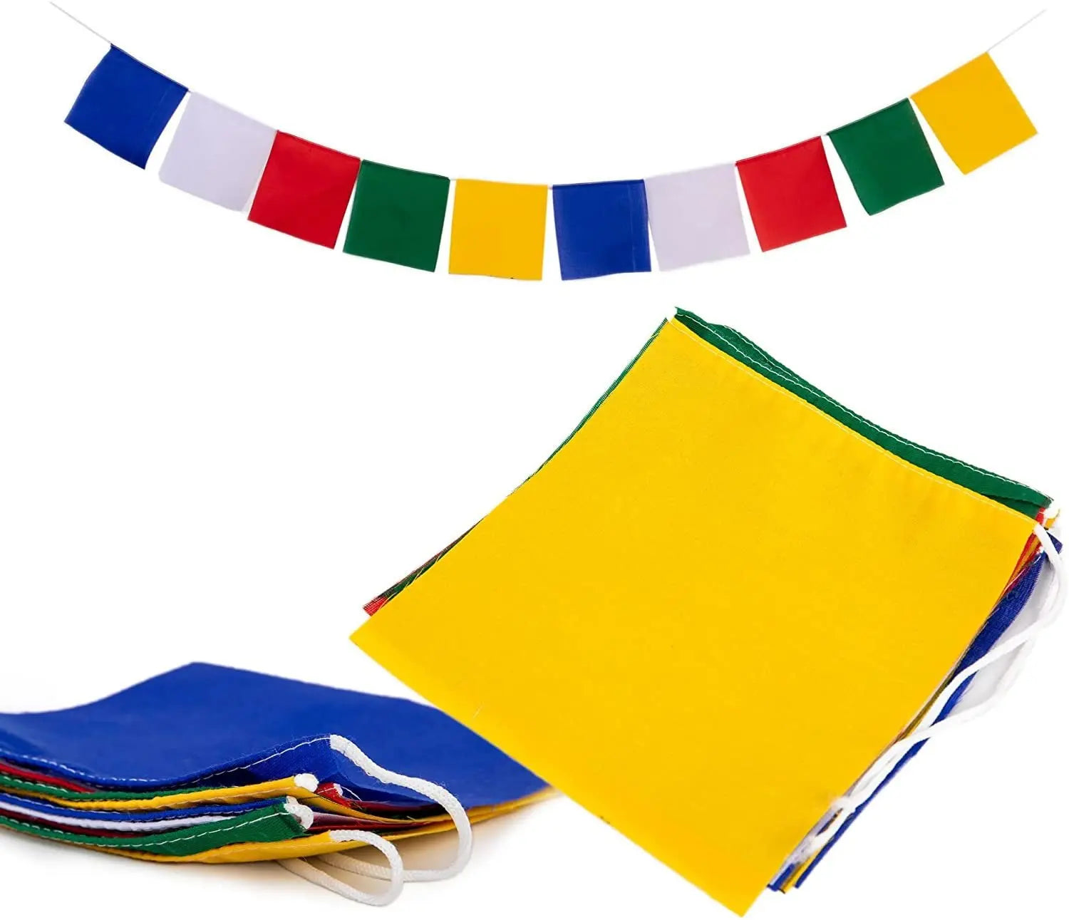 Blank Tibetan Prayer Flags Set of 10 - 5 Colors for Arts & Crafts Decoration