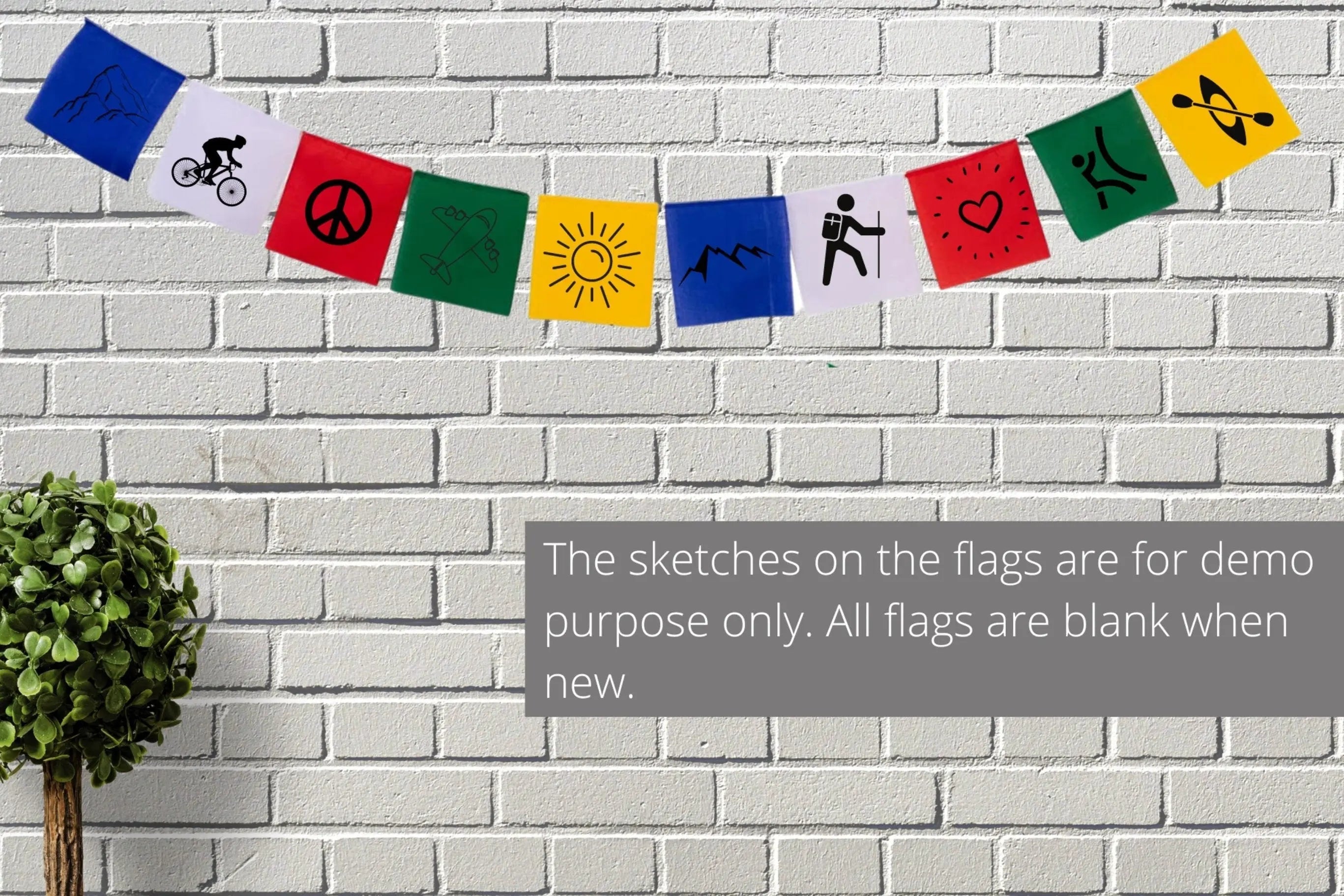 Blank Tibetan Prayer Flags Set of 10 - 5 Colors for Arts & Crafts Decoration