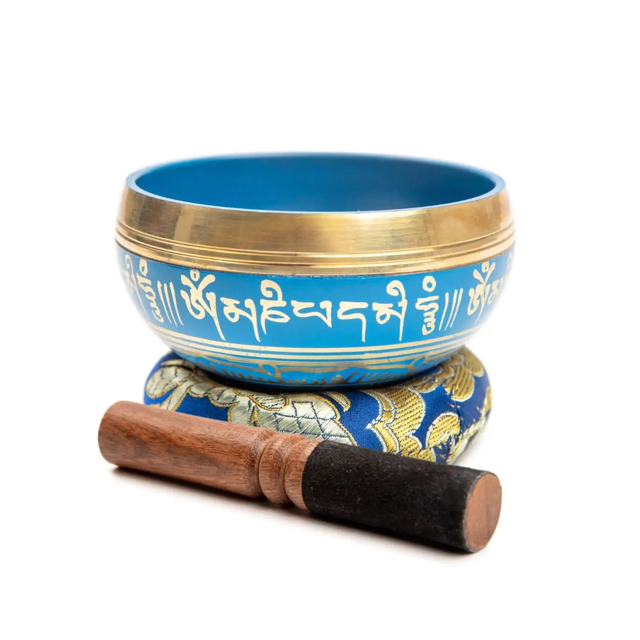 Blue Throat Chakra Singing Bowl - Buddha Eyes Design