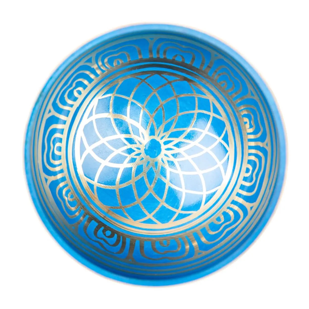 Blue Throat Chakra Singing Bowl - Buddha Eyes Design
