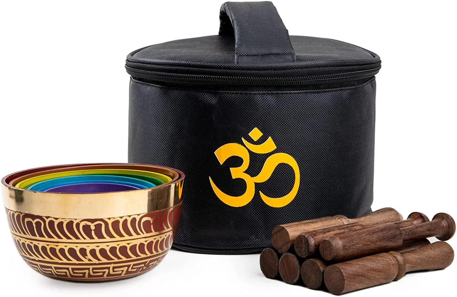 Colorful Chakra Singing Bowl Set of 7 with Carry Box for Meditation & Mindfulness